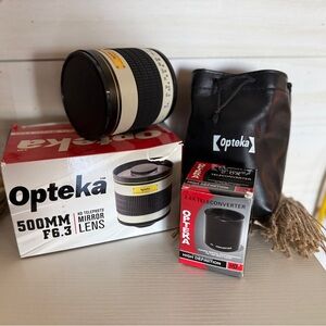 Opteka 500mm F6.3 Telephoto Mirror Lens & 2.0 Teleconverter Brand New
